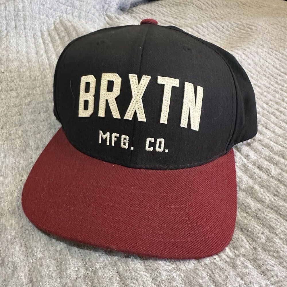 Brixton Snapback Adjustable Hat Black Burgundy Yupoong Men Skate Street Rare